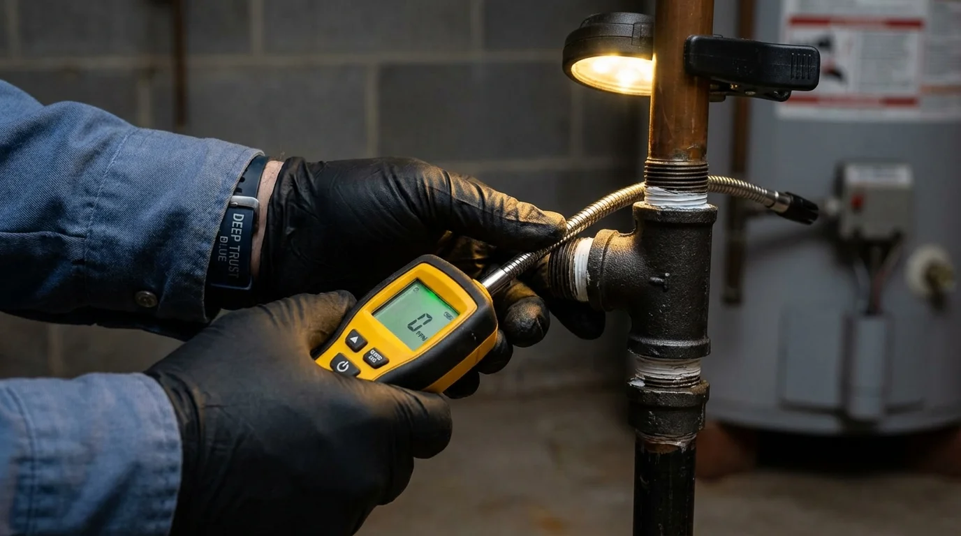 Gas leak detection with electronic sniffer by Johns Plumbing LLC in Lovettsville