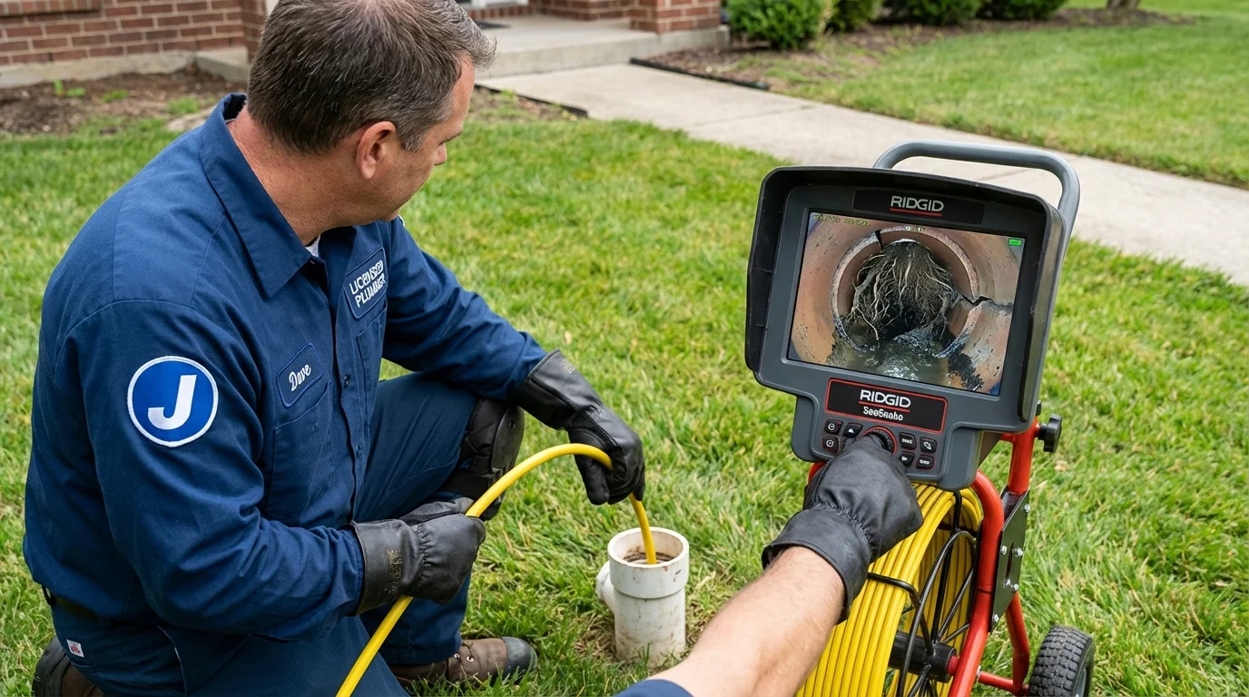 Sewer camera inspection being performed by Johns Plumbing LLC in Lovettsville